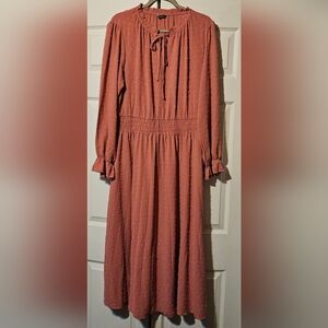 XL- PRETTYGARDEN Women's 2024 Fall Midi Dress Casual Long Sleeve V Neck